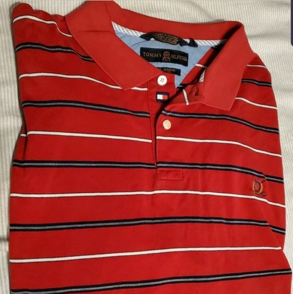 Tommy Hilfiger Other - Vintage red striped Tommy Hillfiger Polo shirt XXL